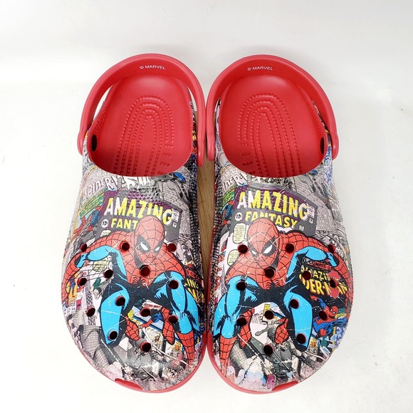 CROCS Other - Crocs Spiderman Shoes Mens 13 Marvel Red Slip On Clasic Clog Sandals